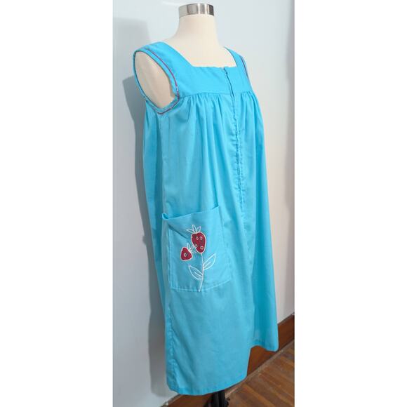 Blue House Dress with Strawberry Pocket - Picture 6 of 7